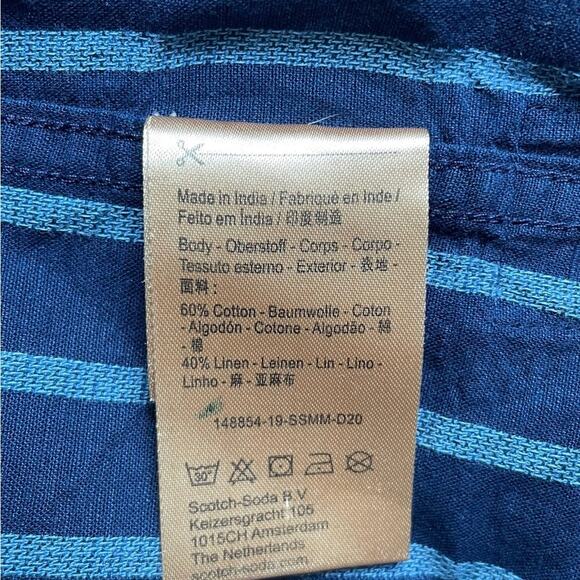 Scotch and Soda Blue Striped Long Sleeve Button Down Paradise Shirt Size Medium - Picture 9 of 9